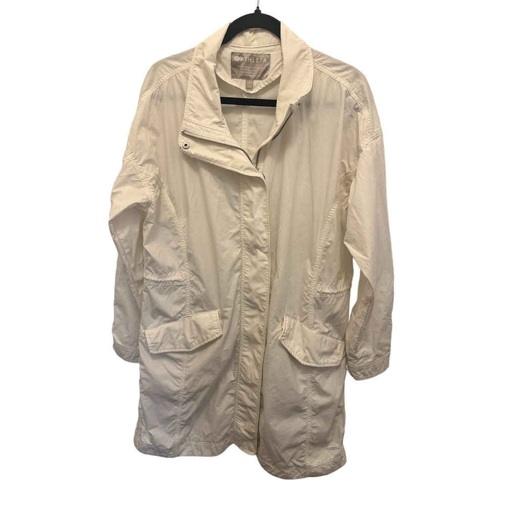Athleta Coat, White, drawstring around middle, perfect for spring - Picture 2 of 10